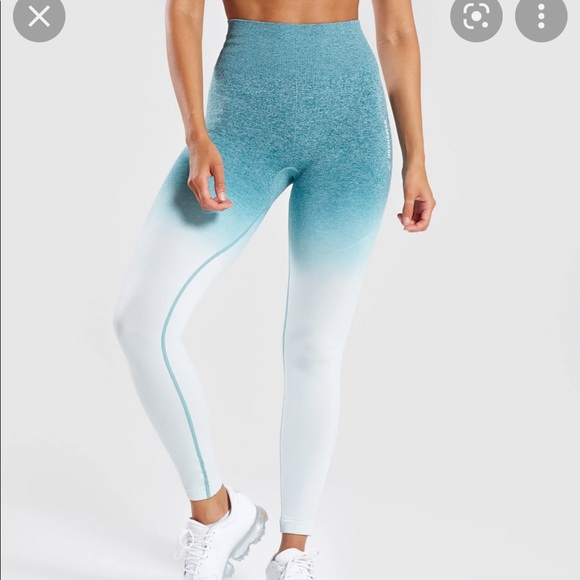 Gymshark seamless ombré leggings deep teal/ice blue S - Picture 4 of 8